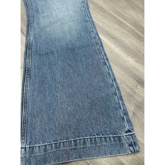 RE/DONE 70's Low Rise Bell Bottom Jeans Lake Blue Fade Y2K Hippie Sz 31 NWT - Picture 4 of 14